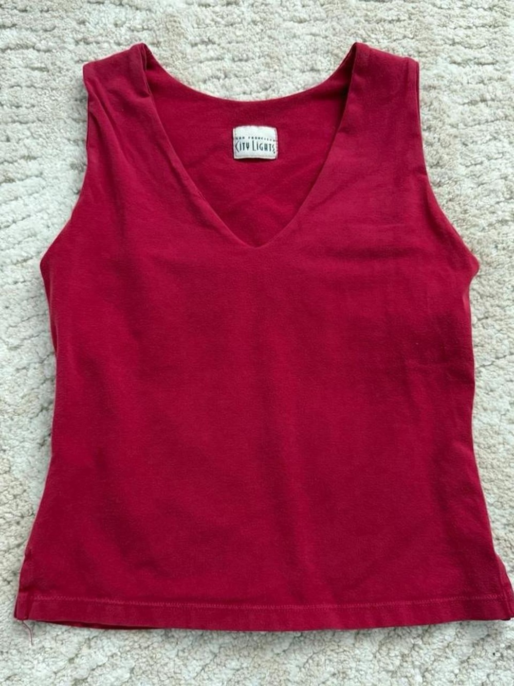 Women’s V-Neck Sleeveless Tank Top - Deep Red